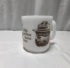 Vintage Smokey The Bear Help Prevent Forest Fires Milk Glass Mug Cup Glasbake