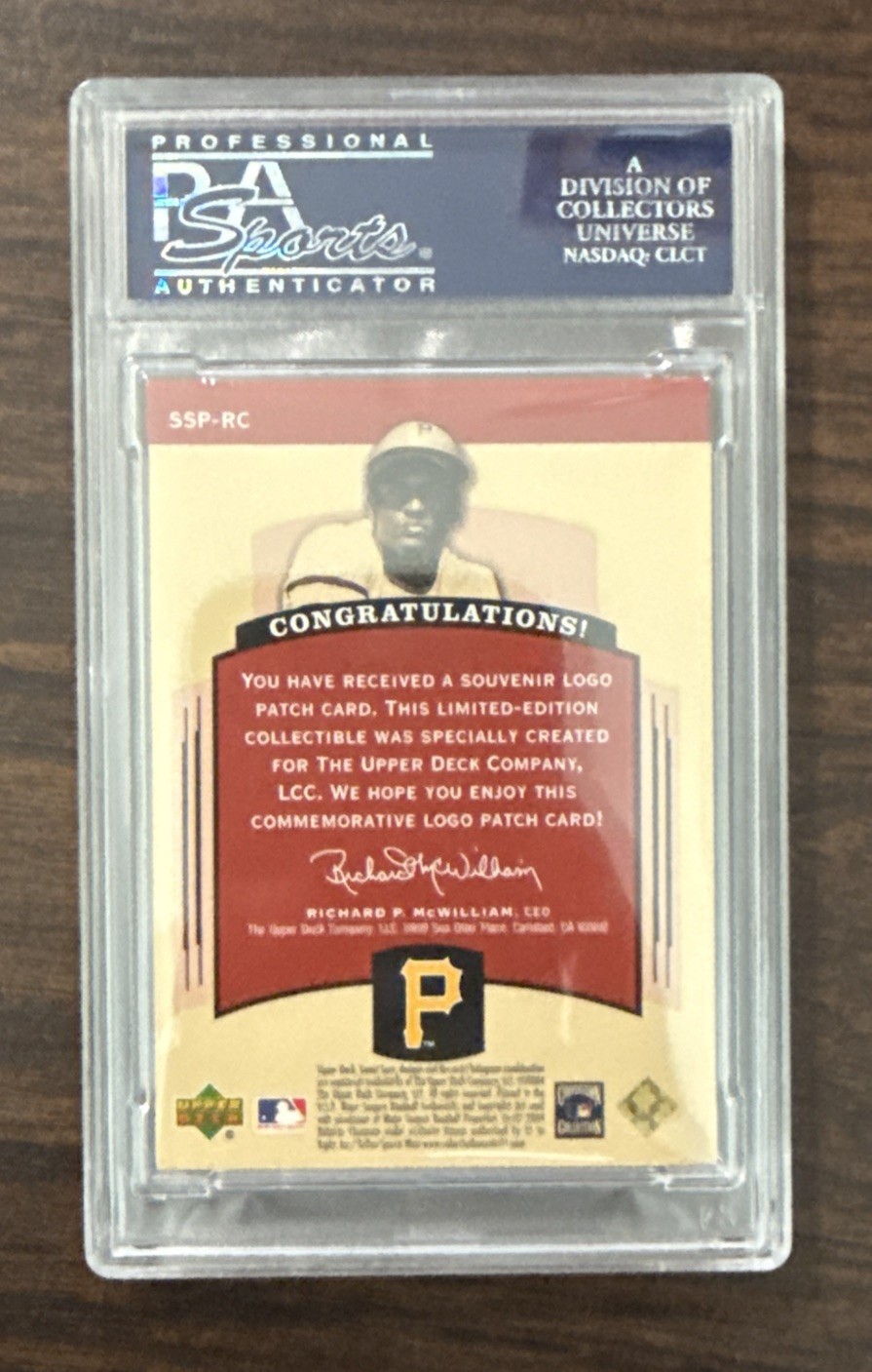 2004 U.D. Sweet Spot Classic Team Patch #SSP-RC Roberto Clemente 29/230 PSA 7 view 2