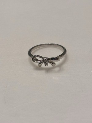 Jared Diamond Accent Bow Sterling Silver Ring Sz 6