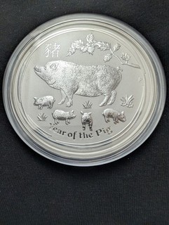 Lunar Serie II Jahr des Schweins 5 Unzen Silber 2019