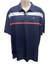 Callaway Opti-Dri Golf Polo Shirt Navy Blue Striped Men's XXL