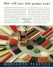 1939 Monsanto Plastics Color Molds Samples Granules Vintage Print Ad