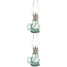 2 PCS Oil Lamps for Indoor Use Old Fashioned Kerosene Desktop Glass