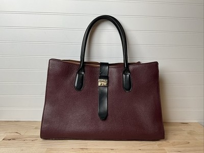 FURLA TOTE FLAIR BAROLO GRAINY PEBBLED LEATHER BAG BORDEAUX Merlot