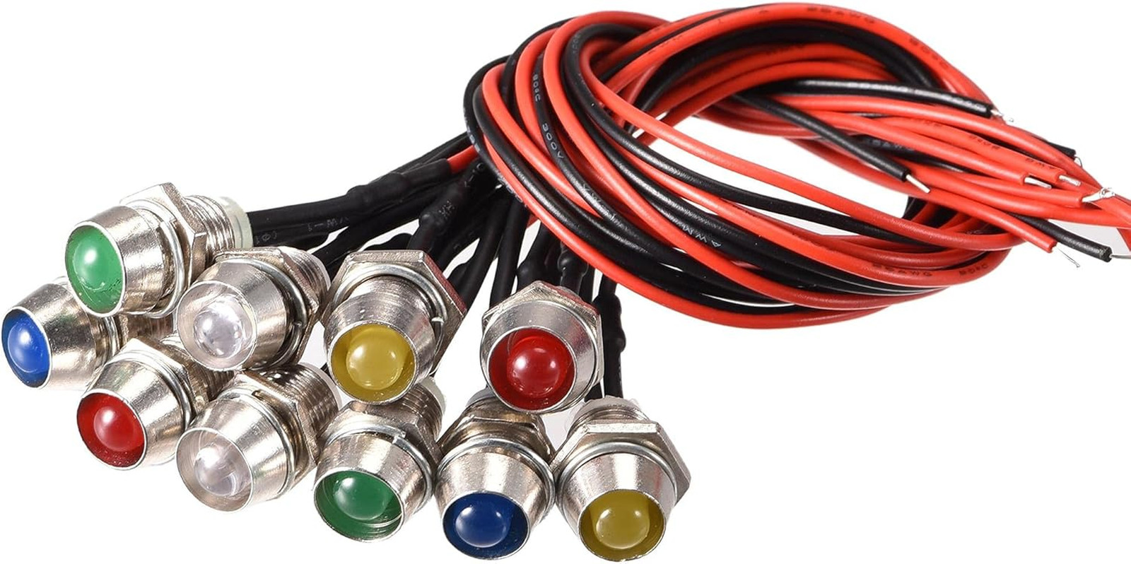 LED Signal Indicator Lights AC/DC 24V 8Mm Panel Mount Metal Shell Warning Lamps