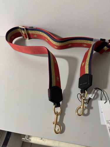 Marc Jacobs Adjustable Bag Strap Star Stripe Red/Gold/Blue/Black Logo Buckle - Picture 3 of 6