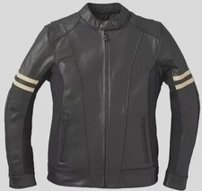 Women's Indian Black Handmade Real Cowhide Leather Motorcycle Biker Rider Jacket