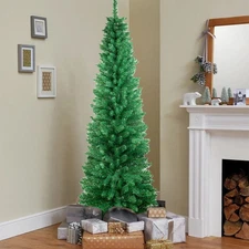 4/5/6/7FT Artificial Pencil Slim Christmas Tree Xmas Holiday Party Decorations