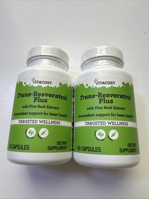 Vitacost Trans-Resveratrol - Antioxidant 60 Caps- 1/2027 Pack Of 2