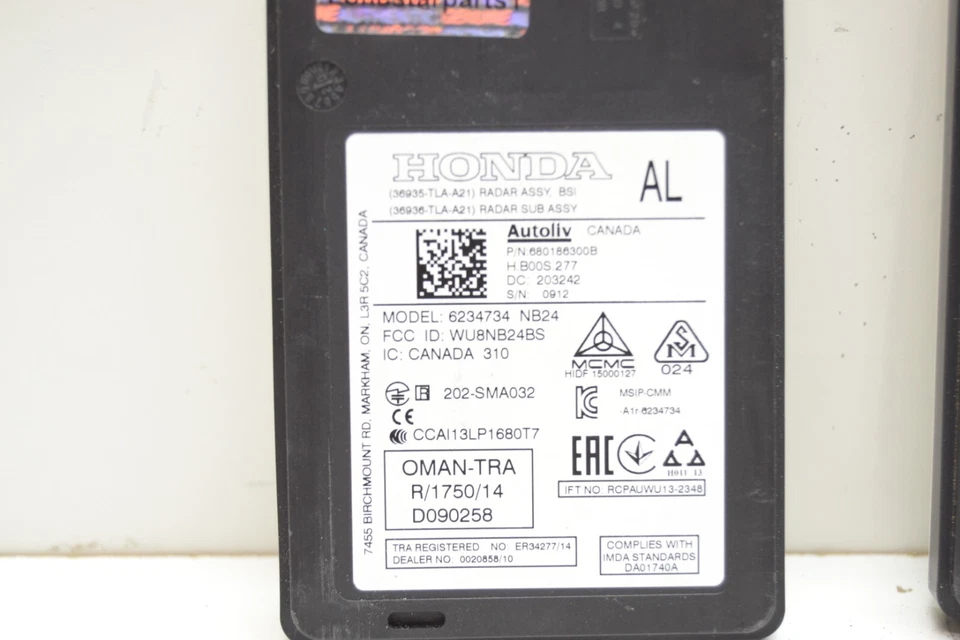 19-22 HONDA CR-V CRV PUNTO CIEGO RADAR SENSOR SET 36930-TLA-A21 OEM 36965 TLA A0 Foto 3 de 4