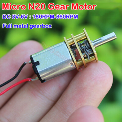 DC 3V-6V 360RPM Slow Speed Mini N20 Gear Motor Full Metal Gearbox DIY Robot Car