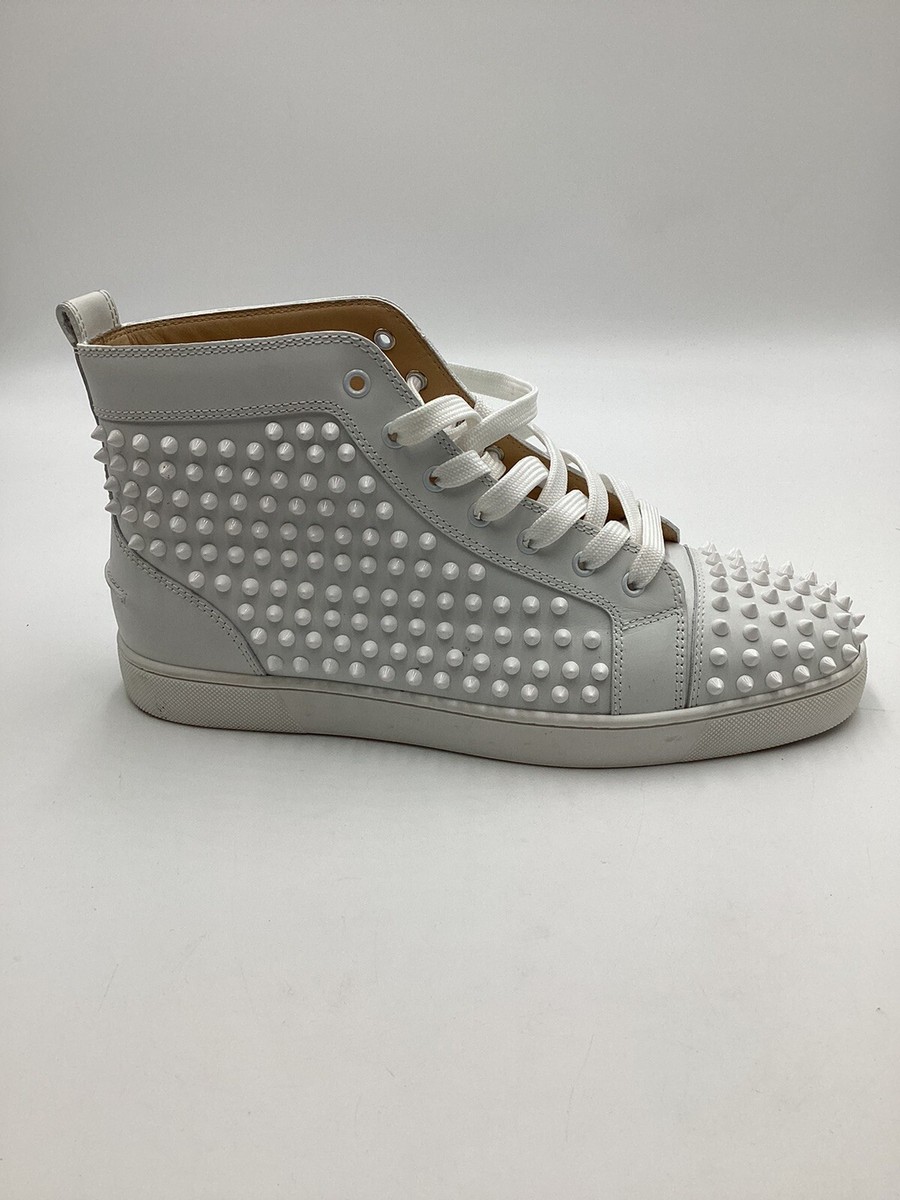 Christian Louboutin Louis Flat Spike Sneaker in White sz 45 Used