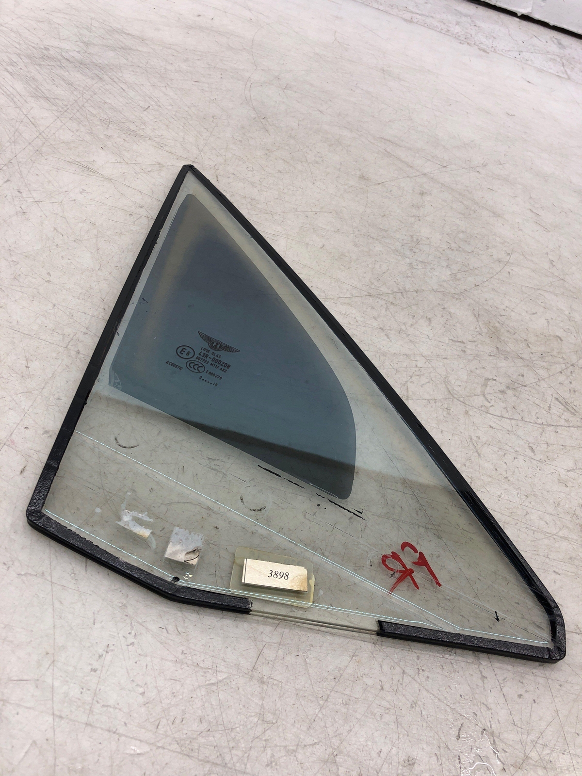 2006-2012 BENTLEY CONTINENTAL FRONT RIGHT QUARTER FIXED VENT WINDOW 3W5845116