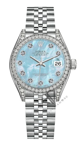 Women's 26mm Rolex Datejust SS Jubilee TM Baby Blue MOP Diamond Dial+Bezel+Lugs - 第 2/2 張圖片