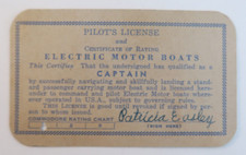 Licenza di Pilota Certificato di Valutazione Barche a Motore Elettrico Capitano Vintage Card