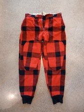 Vintage Woolrich Hunting Pants Wool Buffalo Plaid Red Black - Measured 34x30
