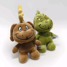 AURORA World Plush  Dr. Seuss The Grinch  Max the Reindeer  Lot of 2 - 9" EUC