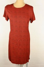 Mango Patterned Red Short Sleeve Dress Sz L