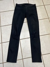 HELMUT LANG NEW Black Coated Waxed Pull On Jegging Jeans Sz 24 NWOT