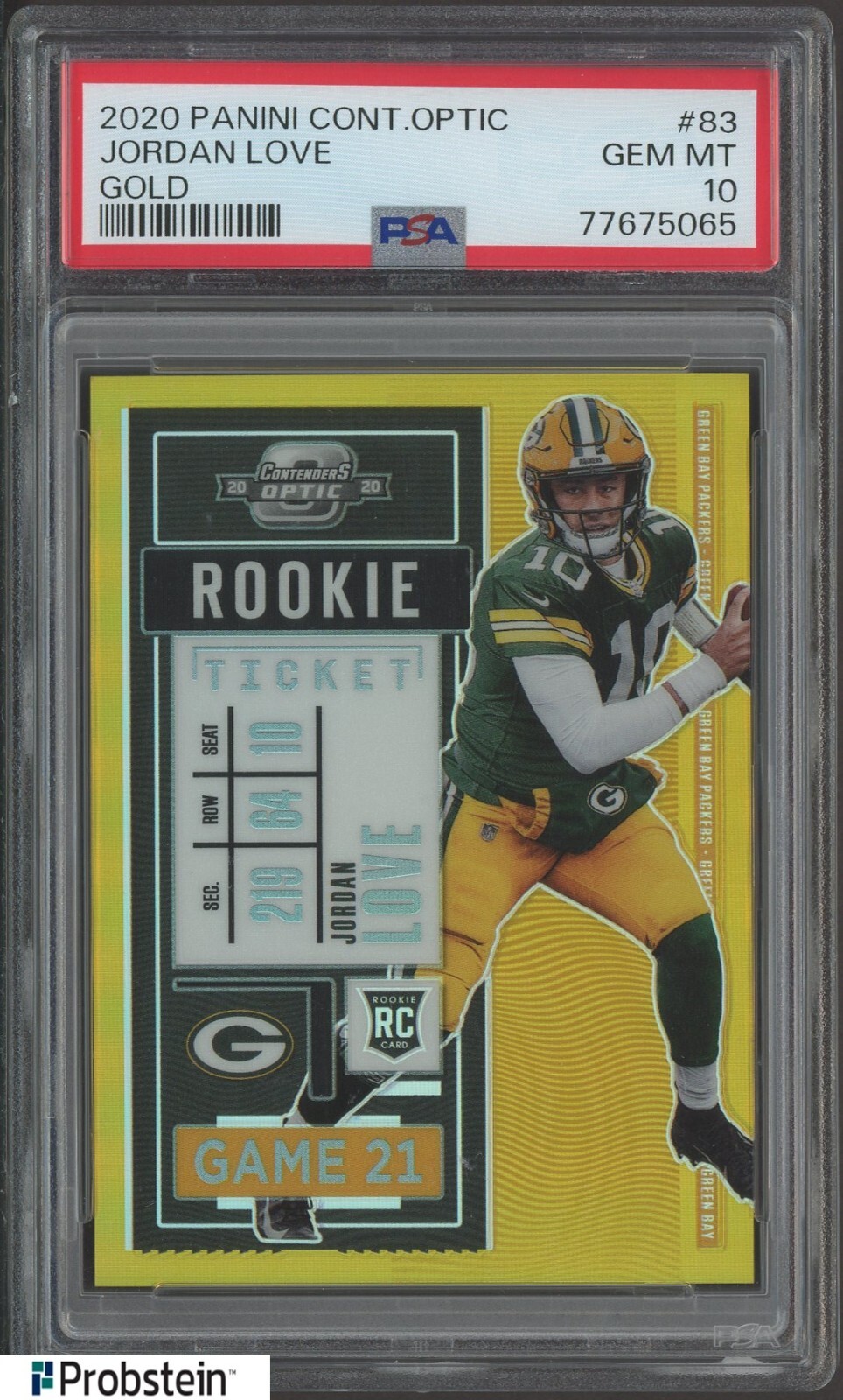 Jordan Love Panini Contenders Optic #83 Gold