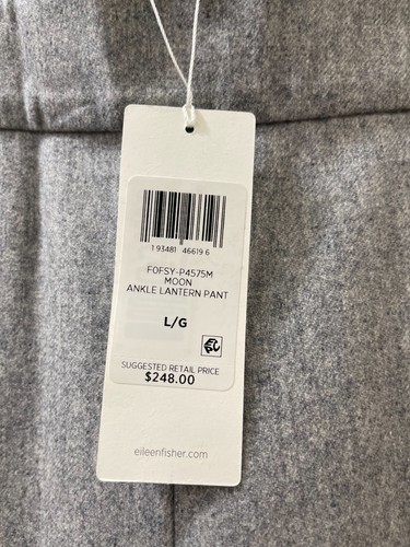 NWT $248 Eileen Fisher Moon Soft Wool Flannel Ankle Lantern Pant L XL S - Picture 2 of 9