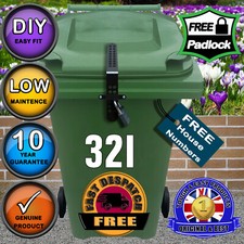 Wheelie Bin Lock + Free Numbers-LOWEST PRICE-Quickly Fitted -see our video