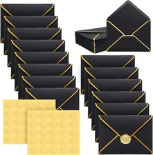 50 Pcs A7 Envelopes 5 x 7 Card and 50 Gold One Size, Black 