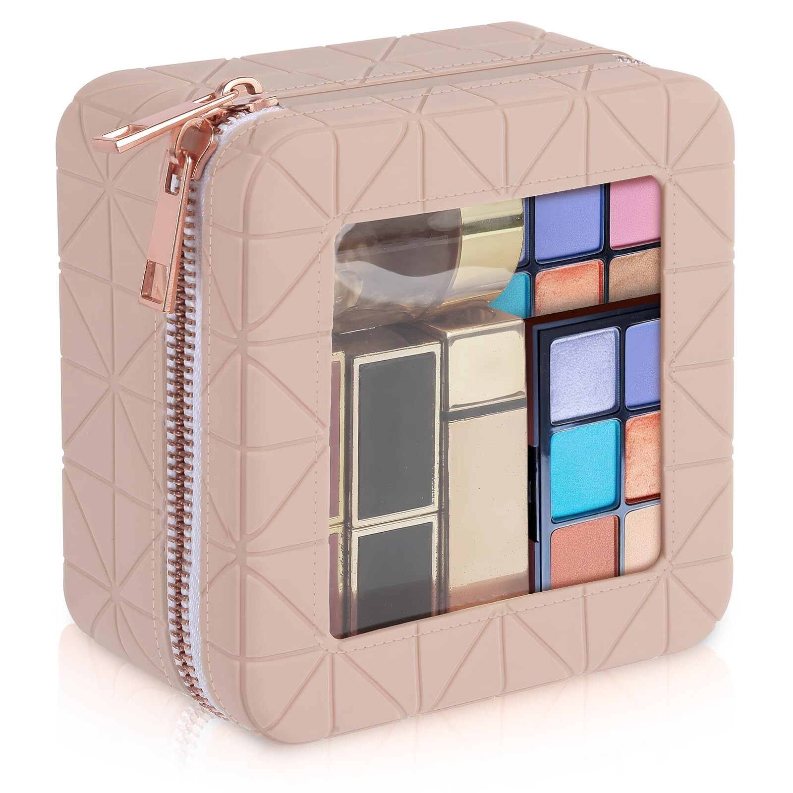 Silicone Clear Makeup Bag, Soft Portable Small Travel Cosmetic Bag for Women,...