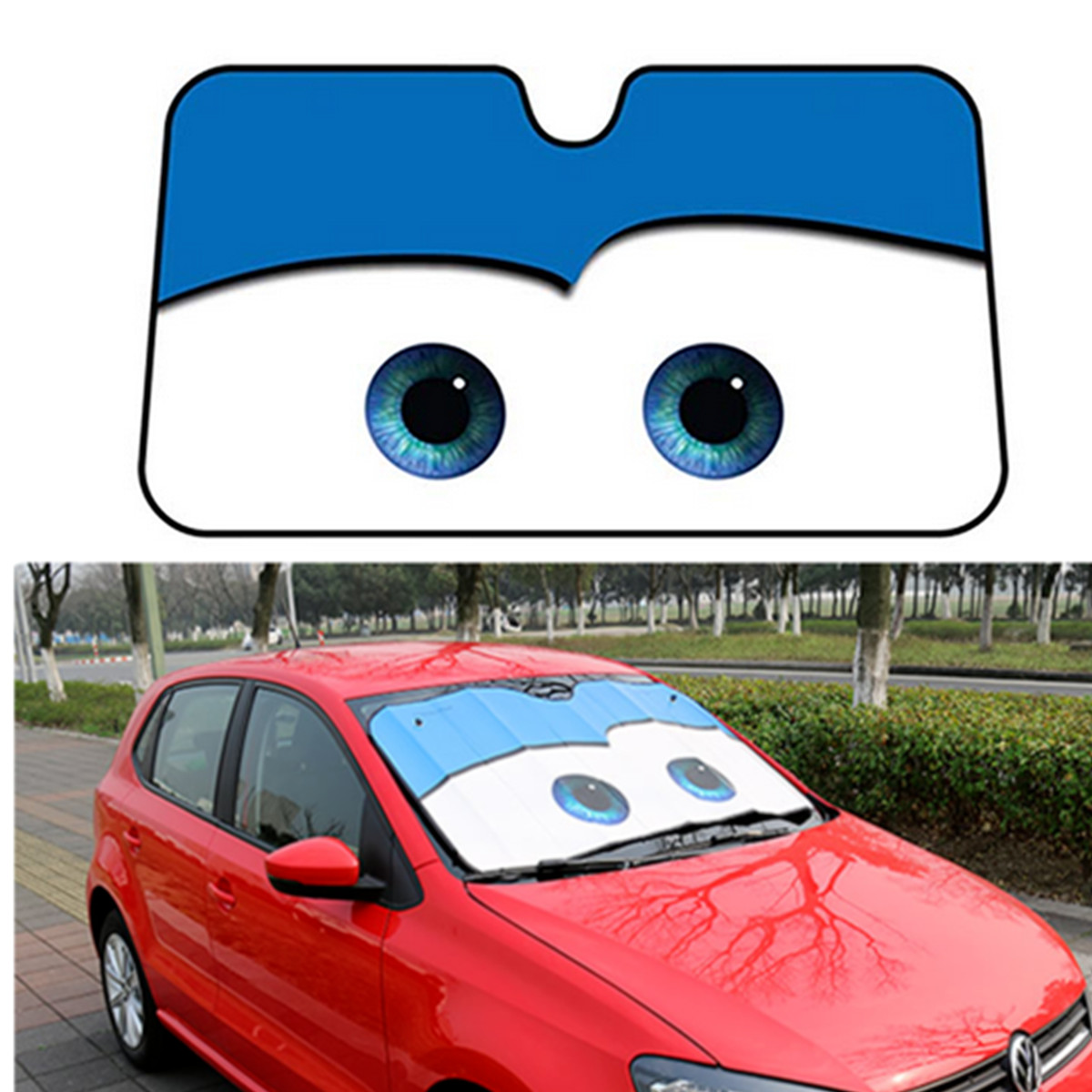 Summer Sunshade Cover Vehicle Windscreen Big Eye Pattern Sun Visor UV Protection