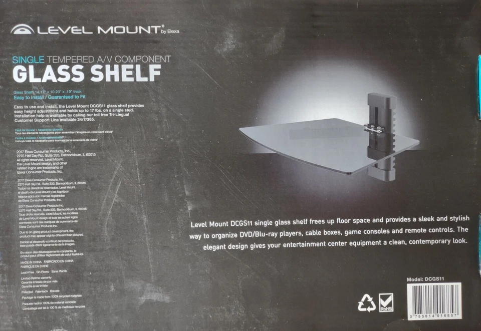 Level Mount Adjustable Tempered Black Glass Shelf with Cable Management - Image 2 of 3