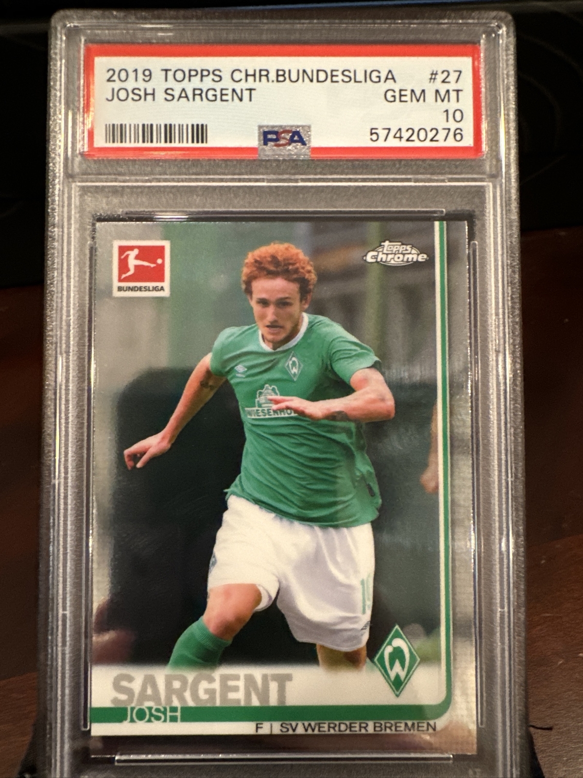 Josh Sargent 2019 Topps Chrome Bundesliga PSA 10