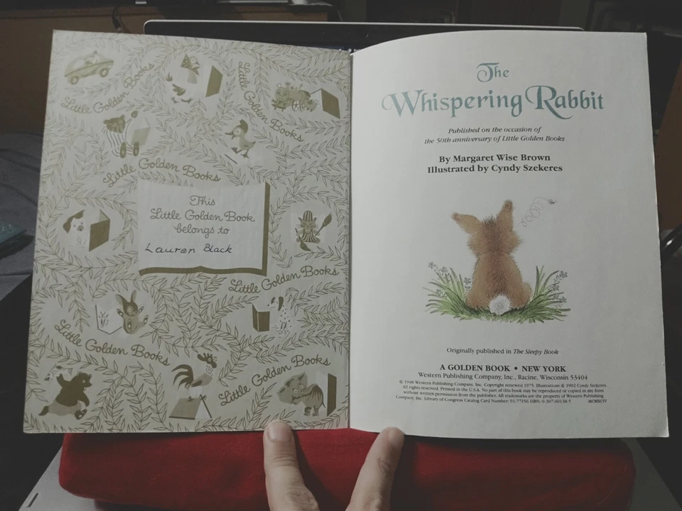 312-03 A Little Golden Book The Whispering Rabbit 1992 HC muy buen estado Foto 4 de 4