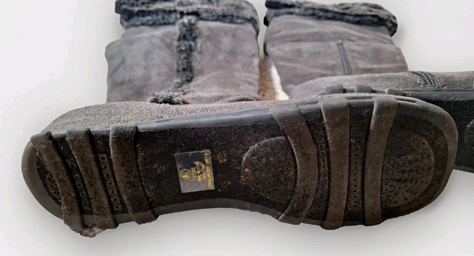  Botas hasta la rodilla de gamuza gris imitación piel para mujer talla 11 pimentón Foto 4 de 4