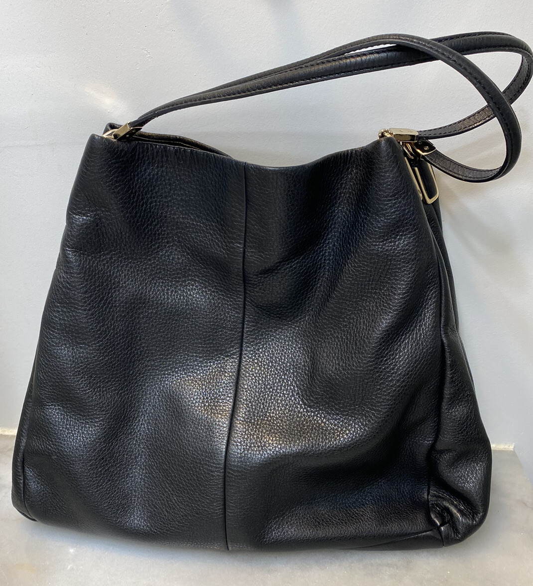Coach Large Bucket Shoulder Bag Black Pebbled LEATHER… Gem