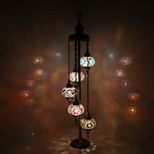 Turkish Moroccan Glass Mosaic Multicolour Tiffany Floor Lamp Light 5 Large Globe