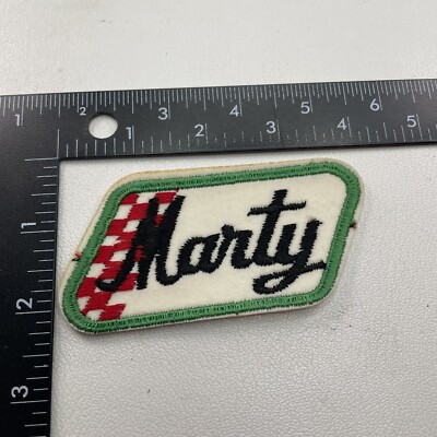 Vintage c 1970s Or 80s Fancy MARTY Name Patch In Cursive Letters 00SL