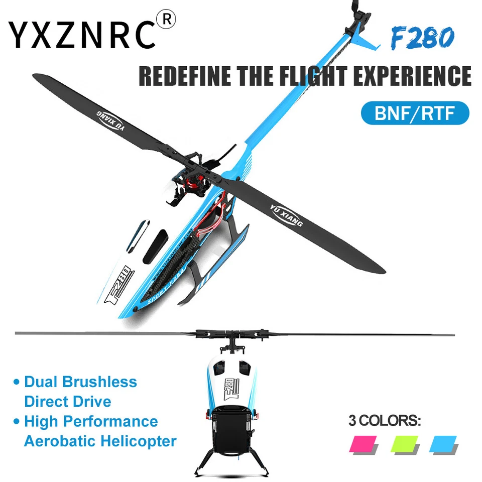 YXZNRC F280 RC Helicóptero 2.4G 6CH 3D 6G Sin escobillas 6 Ejes Giroscopio BNF/RTF Avión Foto 3 de 4