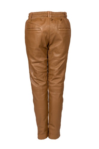Jogginghose als Lederhose aus ECHT-Leder in beige - Bild 4 von 13