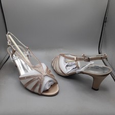 David Tate Refined Reveal Sandals Women's 8WW Beige Champagne Slingback Satin