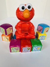 SESAME STREET ELMO ALPHABET BLOCKS FIND AND LEARNING TALKING TOY M TESTED BROKEN