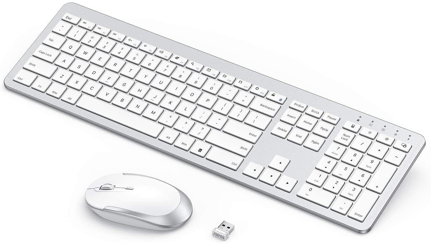 Rechargeable Wireless Keyboard Mouse Combo with Full-Size Cordless Design