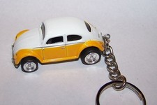 CUSTOM MADE..VW BUG/BEETLE YELLOW/WHITE TOP .. KEYCHAIN..GREAT GIFT 