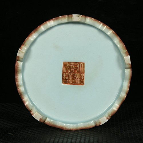 5.3" old antique qing dynasty qianlong mark porcelain gilt five cattle brush pot - Picture 8 of 9