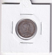 GREAT BRITAIN: 1887 QUEEN VICTORIA SIXPENCE SILVER COIN