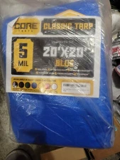 Core Tarps Classic 5 Mil 20 X 20 BLUE--Waterproof Tarp for Camping, Patio, Pool