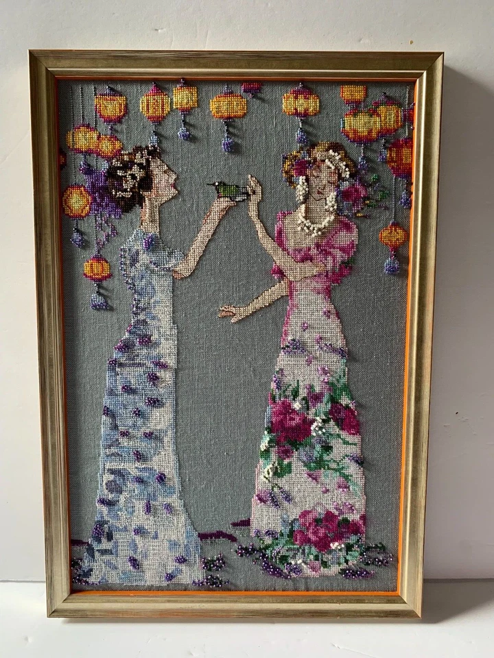Mirabilia *THE GARDEN PARTY* Completed Finished Beaded Framed Cross Stitch - Image 4 of 4