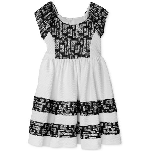 BONNIE JEAN Little Girls 5, 6X Ivory Black Lace Dress NWT $74