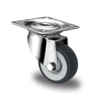 VELUMA Edelstahl Apparaterollen mit Platte Lenkrolle Rad 50mm INOX Rostfrei Industrie