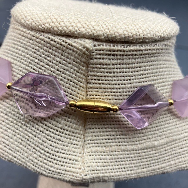 Translucent Purple Necklace Flat Cube Acrylic Gol… - image 5