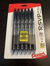 Pentel R.S.V.P. Black Ink Ballpoint Pens 6ct 1.0mm tip 24027 RSVP RT colors